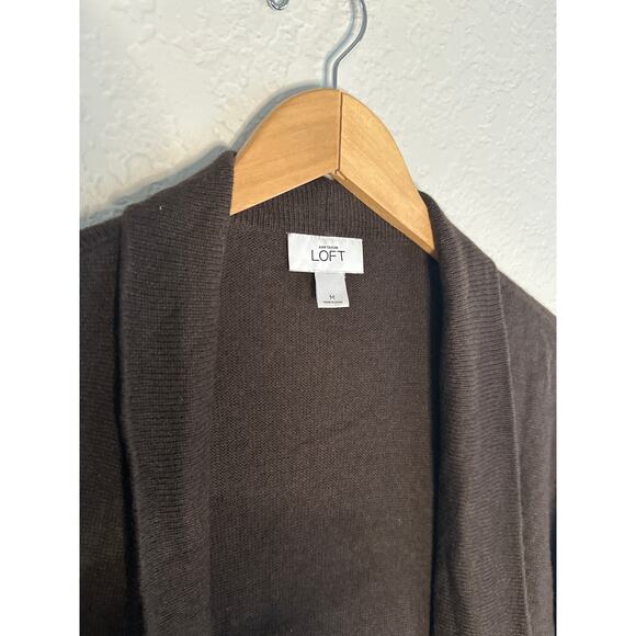 Loft Rabbit Hair Brown Sweater Cardigan Medium Cozy Preppy Grandma Winter Fall - Picture 5 of 6